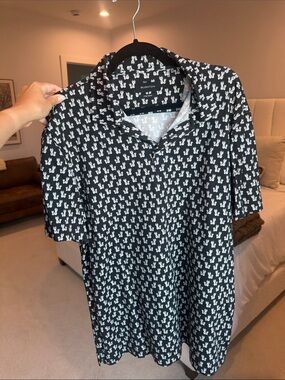 Bugatchi Black Polo with Microprint